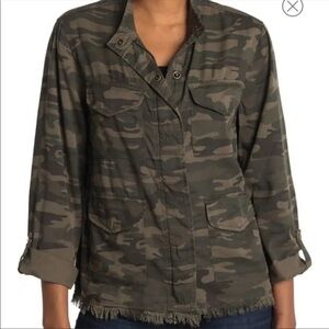 Sanctuary Camo Fray‎ Hem Utility Jacket